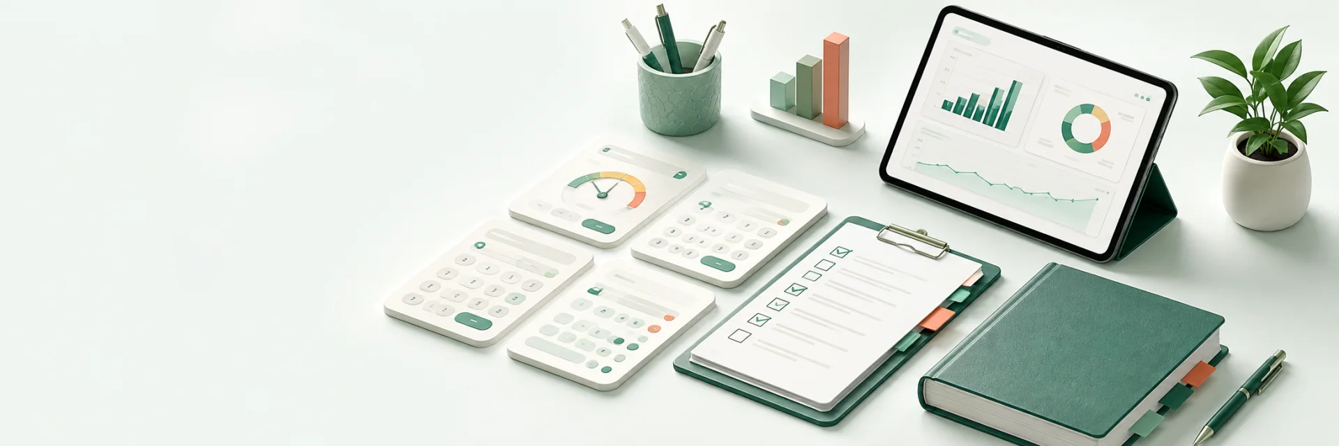 An illustration of a clinic toolkit: calculators, checklists, guides and reports